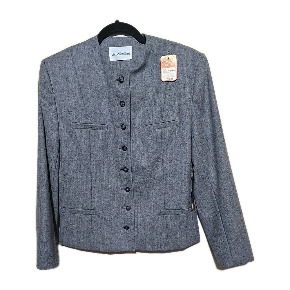 NWT Vtg JH Collectibles Gray Wool Dark Academia Union Blazer Coat Womans Size 6